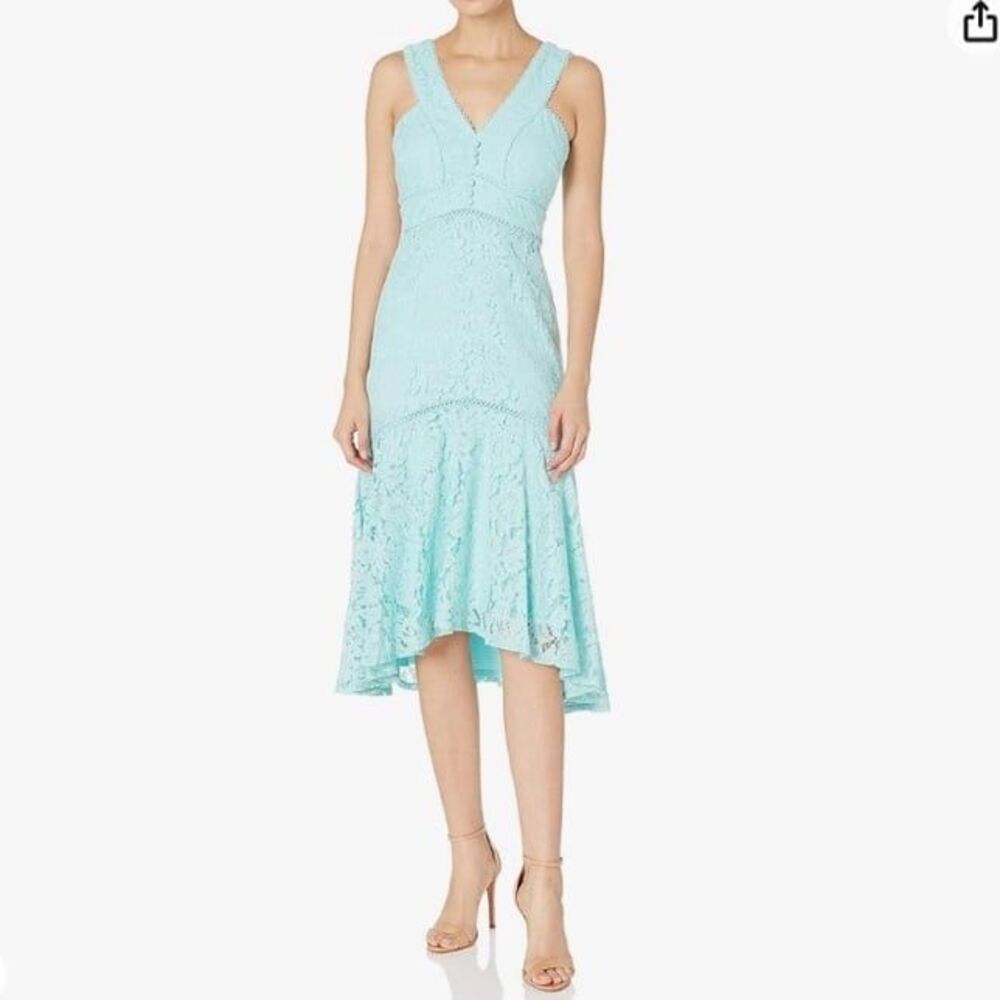 Taylor Turquoise Floral Lace Dress, Size 10